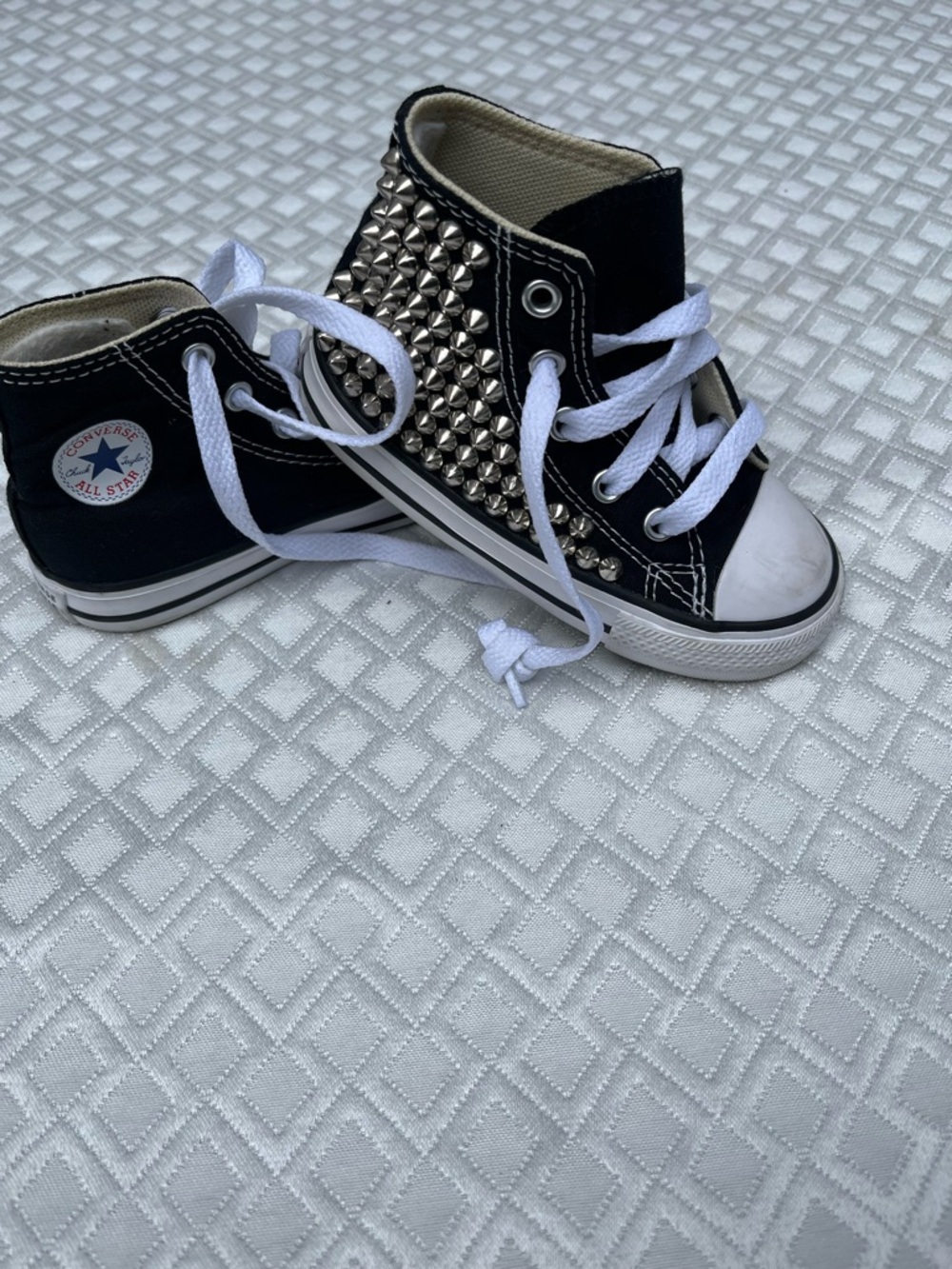 Converse Black High-Top Kids Sneakers with Silver Studs